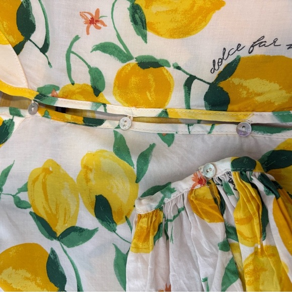 Lemon Print Summer Long Sleeve Midi Dress Size Medium - Picture 10 of 13